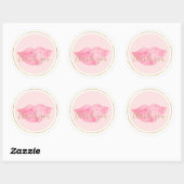 Roze Waterverf Lippen Dank u Ronde Sticker (Vel)