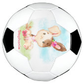Roze Waterverf Little Bunny Voetbal (Gedraaid)