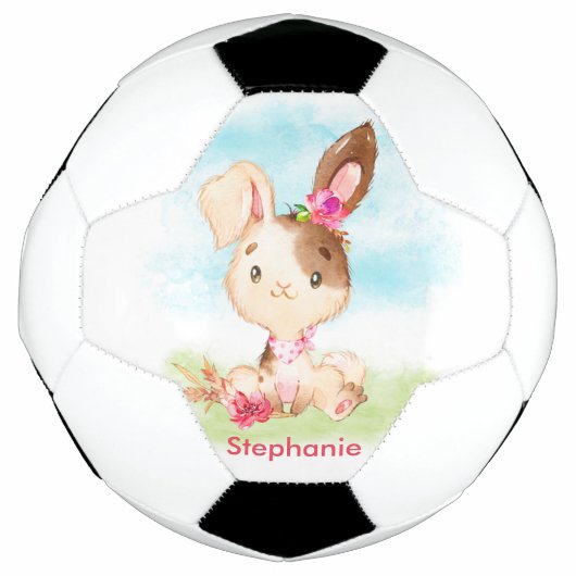 Roze Waterverf Little Bunny Voetbal (Voorkant)