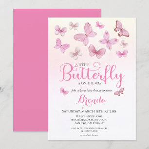 Roze Waterverf Little Butterfly Girl Baby shower Kaart
