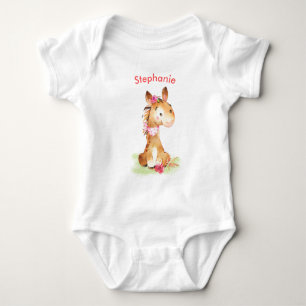 Roze Waterverf Little Horse Romper