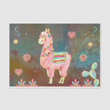 Roze Waterverf Llama Decoupage