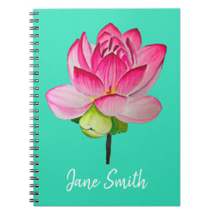 Roze waterverf lotus fine art. notitieboek