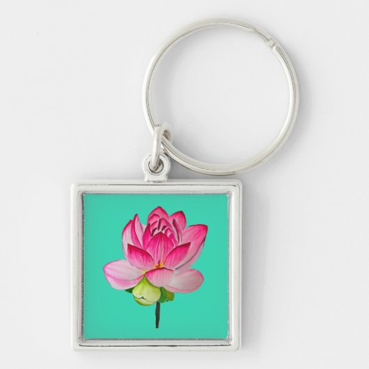 Roze waterverf lotus fine art. sleutelhanger (Voorkant)