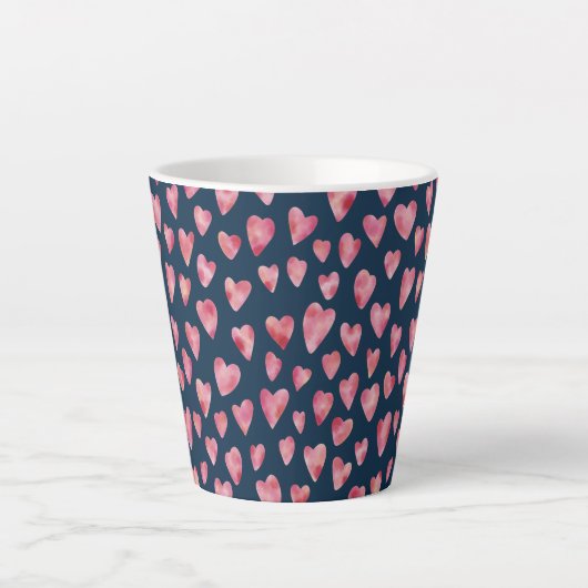 Roze Waterverf Love Heart patroon Latte Mok (Voorkant)