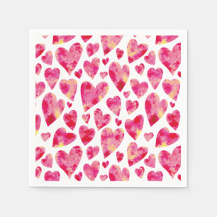 Roze Waterverf Love Heart patroon Servet