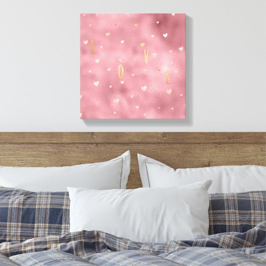 Roze Waterverf maakt goudliefhebber Canvas Afdruk (Insitu (Slaapkamer))