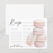 Roze Waterverf Macaron Recept Kaart (Voorkant / Achterkant)