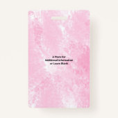 Roze Waterverf Medewerker Fotonaam Logo ID Badge (Achterkant)