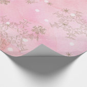 Roze waterverf met gouden glittersneeuwvlokken cadeaupapier (Hoek)