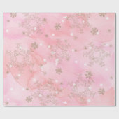 Roze waterverf met gouden glittersneeuwvlokken cadeaupapier (Vlak)