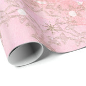 Roze waterverf met gouden glittersneeuwvlokken cadeaupapier (Rol Hoek)