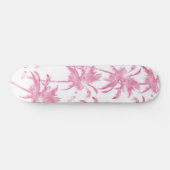 Roze waterverf modern palmboompatroon skateboard (Horizontaal)