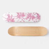 Roze waterverf modern palmboompatroon skateboard (Horizontaal)