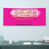Roze Waterverf & Moderne Gouden Geometrische Chic Spandoek (Beurs)
