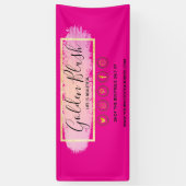 Roze Waterverf & Moderne Gouden Geometrische Chic Spandoek (Verticaal)