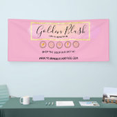 Roze Waterverf & Moderne Gouden Geometrische Chic Spandoek (Beurs)