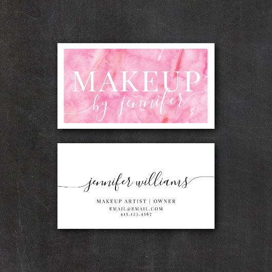  roze Waterverf Moderne Typografie + Manuscript Visitekaartje