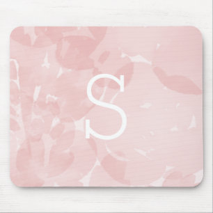 roze Waterverf Monogram Muismat