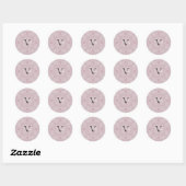 Roze Waterverf Monogram Naam Ronde Sticker (Vel)