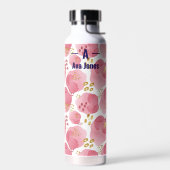 Roze Waterverf Monogram Thermos – Aangepaste naam Waterfles (Links)