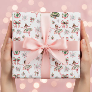 Roze Waterverf Notenkraker Ballet Kerst Inpakpapier Vel