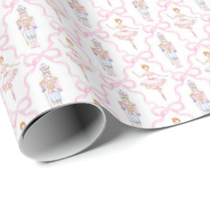 Roze Waterverf Notenkraker Kerst Wrapping Pape Cadeaupapier