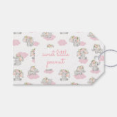 Roze Waterverf Olifant Baby shower Dank u Cadeaulabel (Voorkant (Horizontaal))