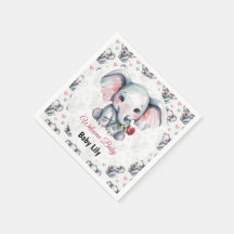 Roze Waterverf Olifant Baby Shower