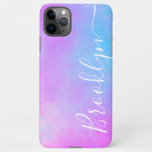 Roze Waterverf Ombre Kleur Verloop Pastel Naam iPhone Hoesje (Achterkant)