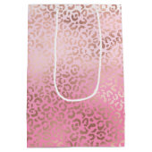 Roze Waterverf Ombre Leopard Print Medium Cadeauzakje (Achterkant)