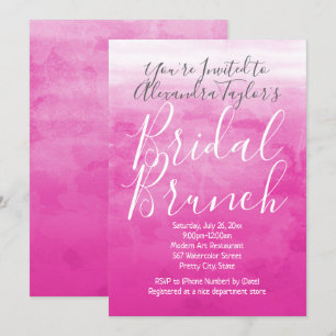 Roze Waterverf Ombre Modern Bridal Brunch Shower Kaart