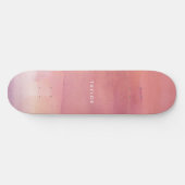 Roze Waterverf Ombre Naam Skateboard (Horizontaal)
