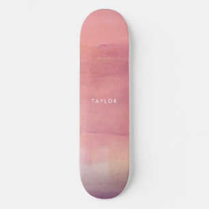 Roze Waterverf Ombre Naam Skateboard