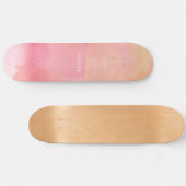 Roze Waterverf Ombre Naam Skateboard (Horizontaal)