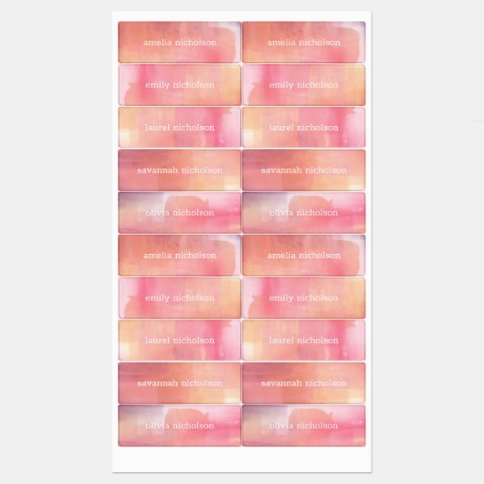 Roze Waterverf Ombre Waterdicht Labels (Vel)