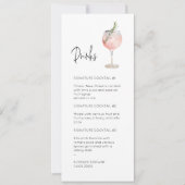 Roze Waterverf Ondertekening Cocktail Menu Kaart (Voorkant)