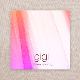 Roze Waterverf-onderzoek met juwelenweergave Vierkante Visitekaartje