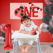 Roze Waterverf ONE lieveheersbeestje Verjaardag Mi Spandoek