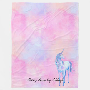 Roze Waterverf Paarse Unicorn Fleece Deken
