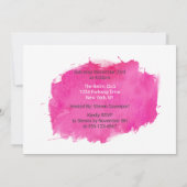 Roze Waterverf Paint Splatter Verjaardag Uitnodigi Kaart (Achterkant)