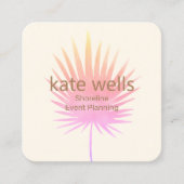 Roze Waterverf Palm Branch Tropical Event Planner Vierkante Visitekaartje (Voorkant)