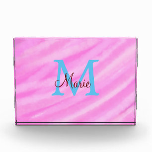 Roze waterverf pastel toevoegen titel monogram let fotoblokken