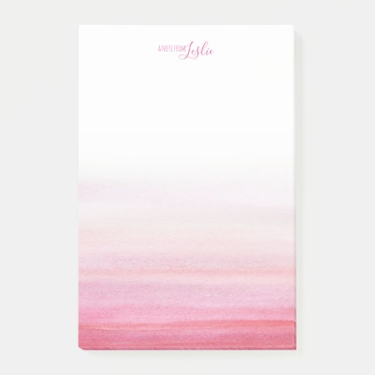 Roze Waterverf Patroon A Nota van Blocnote Post-it® Notes (Voorkant)