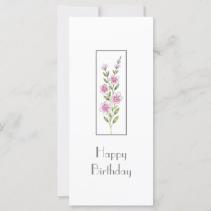 Roze Waterverf, pen en inkt Kaart