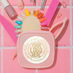 Roze Waterverf penseel Glitter Confetti Logo Ronde Sticker