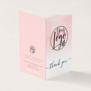 Roze waterverf penseelstreek bedankt je logo visitekaartjes