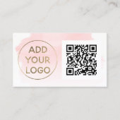 Roze waterverf penseelstreek logo Qr-code Visitekaartje (Voorkant)