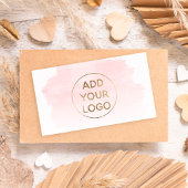 Roze waterverf penseelstreek uploadt uw logo visitekaartje