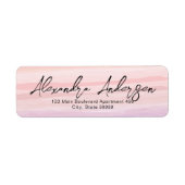 Roze Waterverf Penseelstreken Chic Script Label (Voorkant)